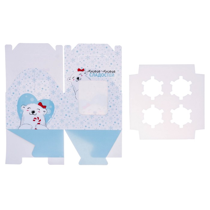 Коробочка для кексов «Много сладостей», 16 х 16 х 10 см