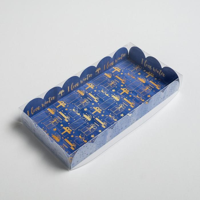 Коробка для кондитерских изделий с PVC крышкой «Зимние радости», 21 х 11 х 3 см