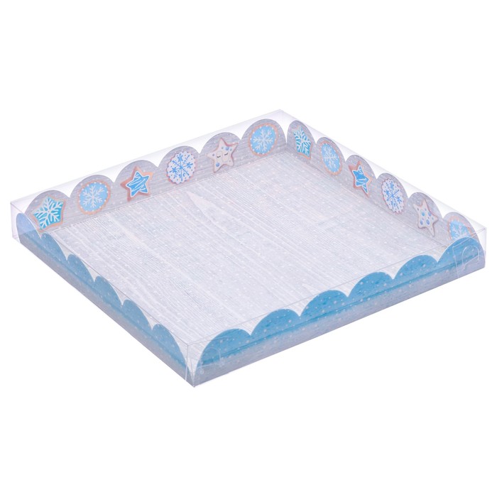 Коробка для кондитерских изделий с PVC крышкой «Вкусности», 21 х 21 х 3 см