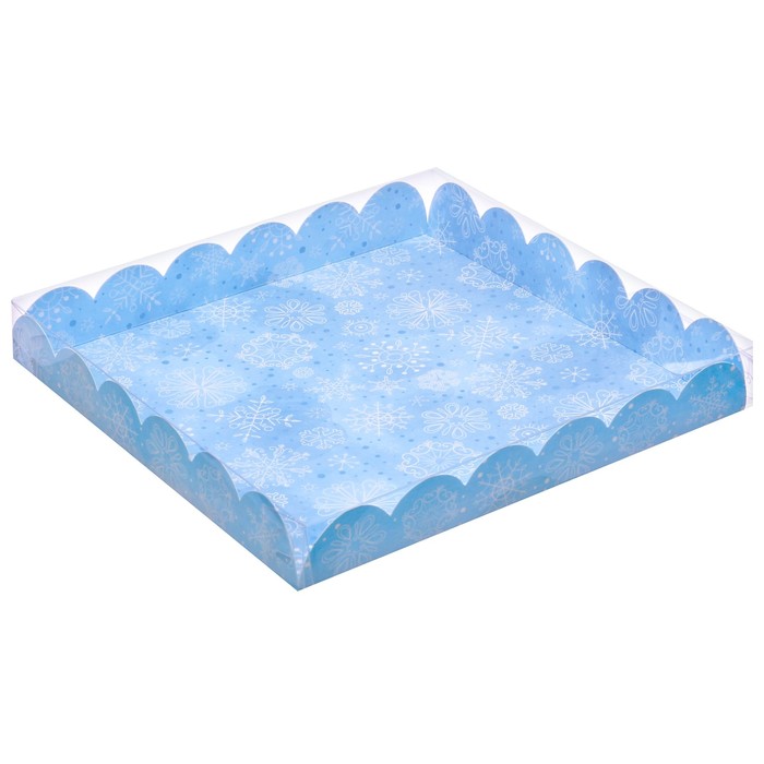 Коробка для кондитерских изделий с PVC крышкой «Снежные бабочки», 21 х 21 х 3 см