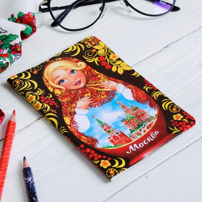 Обложка на паспорт «Москва» (Спасская башня), 9.5 х 14 см
