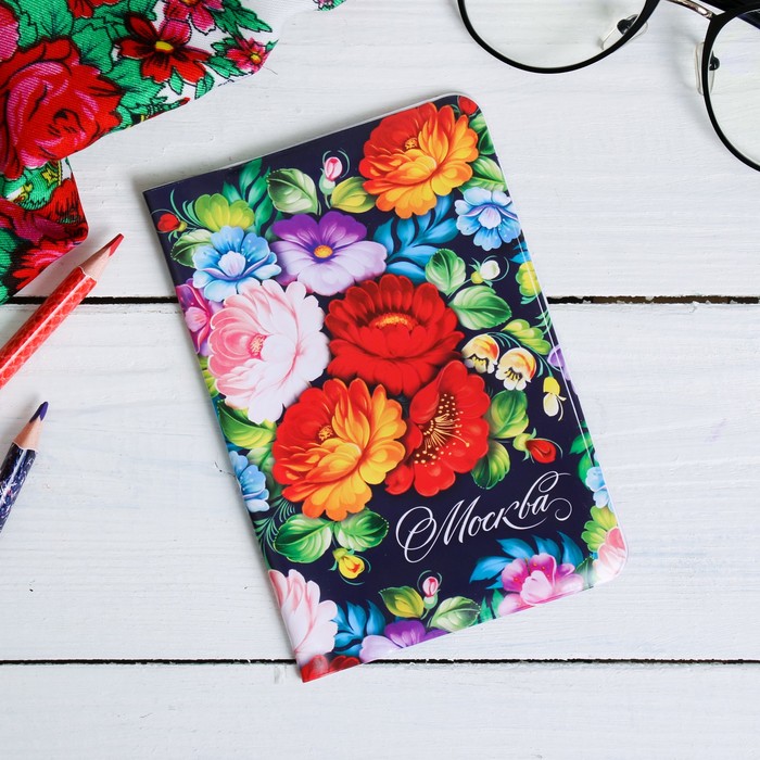 Обложка на паспорт «Москва» (жостово). 9.5 х 14 см