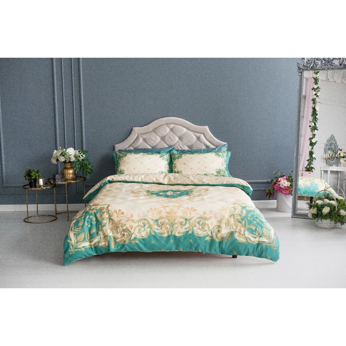 Постельное бельё "Этель" евро Королевский вензель 200х215 см, 216х237 см, 50х70+5 см - 2 шт, 100% хлопок