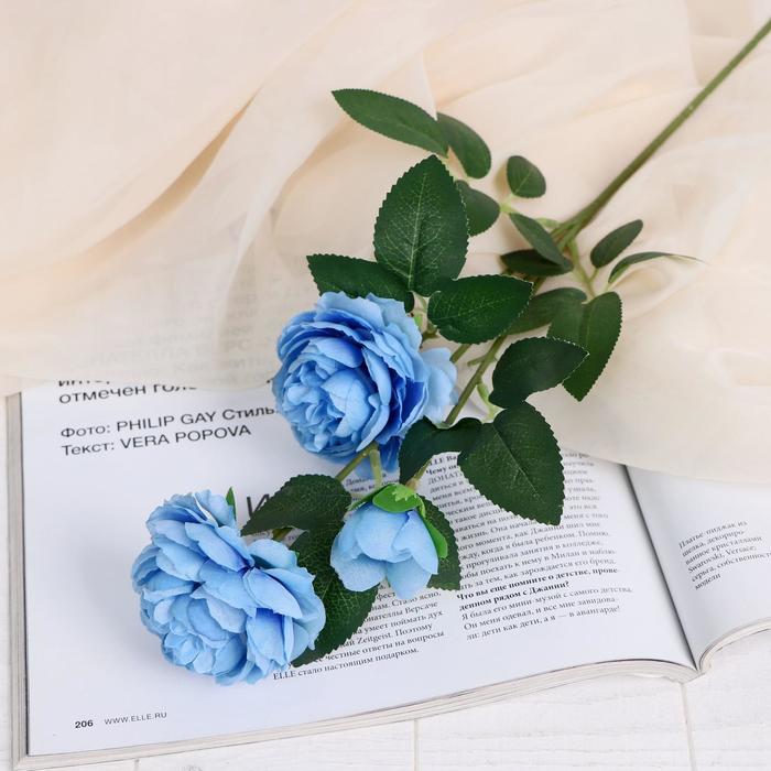Цветы искусственные Роза терция 8х60 см, голубой микс