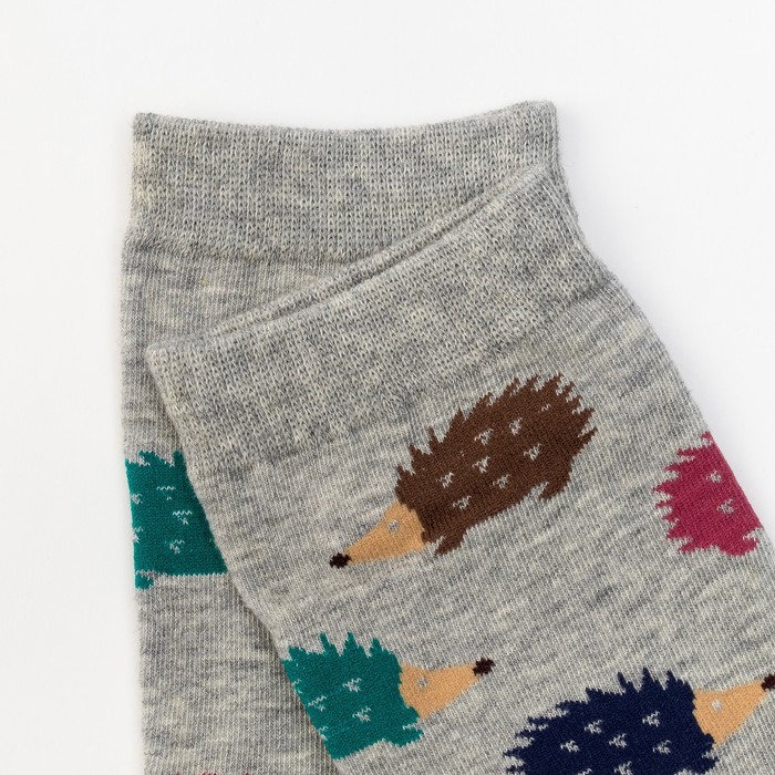 Набор носков женских (2 пары) нжссм15-63-14 Ёжики цвет серый/бежевый, р-р 23-25 (36-40)