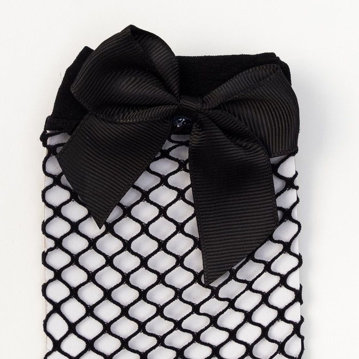 Носки женские нжкс48-02 в крупную сетку с бантиком цвет чёрный, р-р 23-25 (36-40)