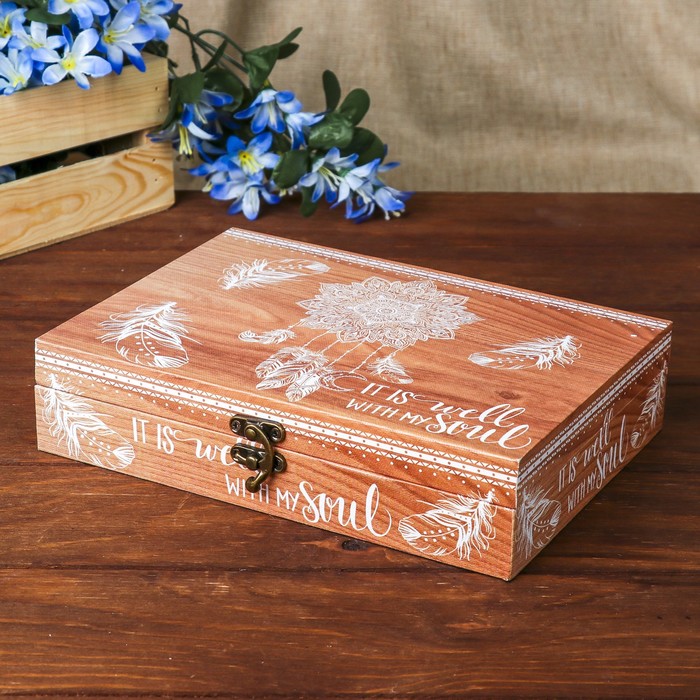 Шкатулка дерево "Кружевной ловец снов" белый 5,5х24х17 см