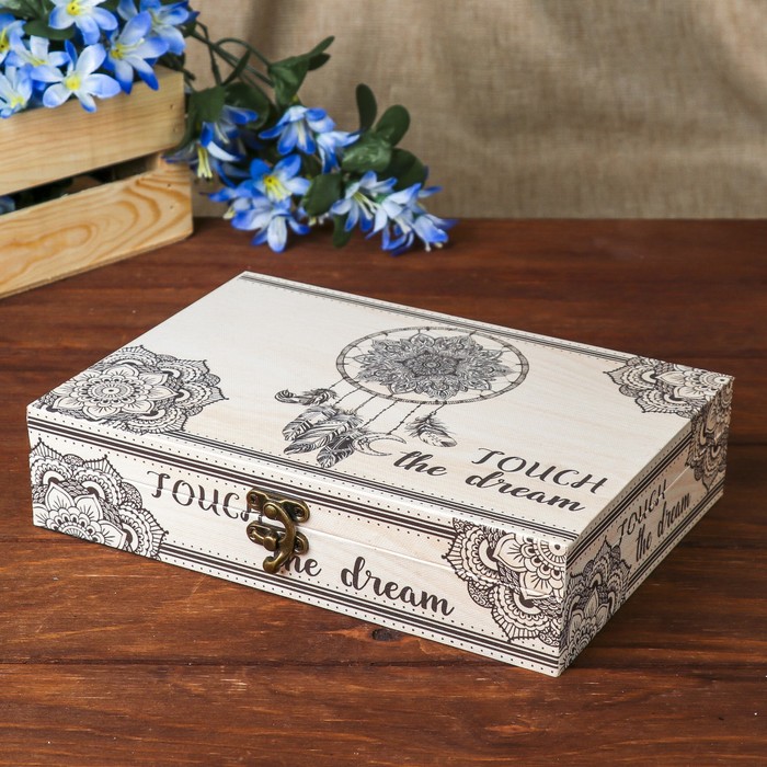 Шкатулка дерево "Кружевной ловец снов" чёрный 5,5х24х17 см