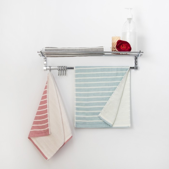 Полотенце двухстороннее "Этель" Страйп голубой 35*75 см, 380 г/м2, 100% хлопок