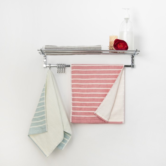 Полотенце двухстороннее "Этель" Страйп розовый 35*75 см, 380 г/м2, 100% хлопок