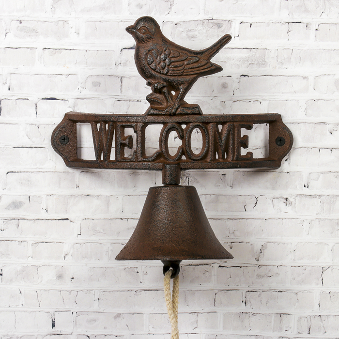 Колокол сувенирный металл "Птица. Welcome" 22х21х12 см