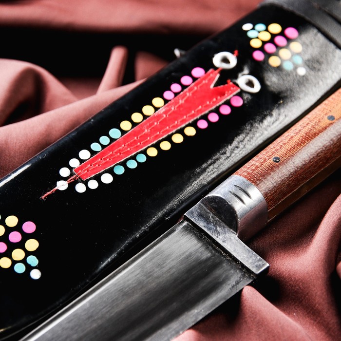 Нож Пчак Шархон большой, рукоять из текстолита (ёрма), гарда из олова