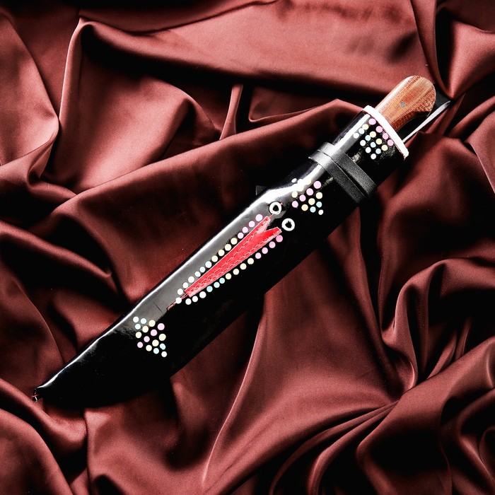 Нож Пчак Шархон большой, рукоять из текстолита (ёрма), гарда из олова