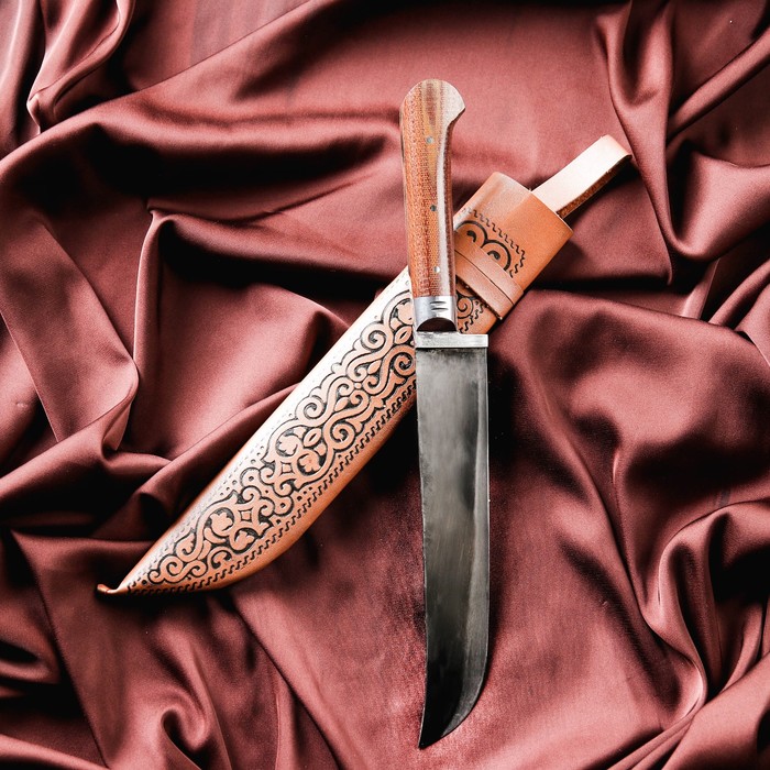 Нож Пчак Шархон большой, рукоять из текстолита (ёрма), гарда из олова