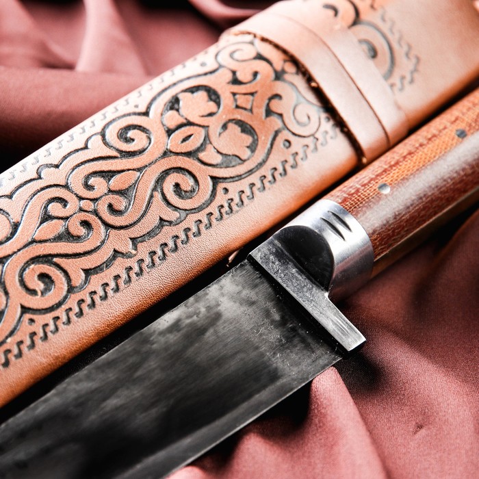 Нож Пчак Шархон большой, рукоять из текстолита (ёрма), гарда из олова