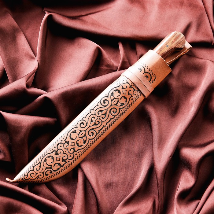 Нож Пчак Шархон большой, рукоять из текстолита (ёрма), гарда из олова