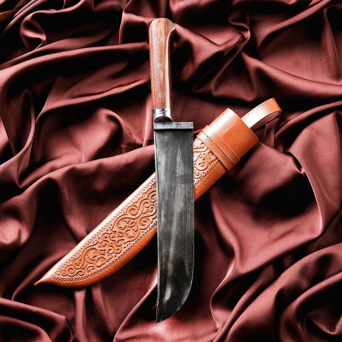 Нож шеф Пчак Шархон большой, рукоять из текстолита (ёрма), гарда из олова