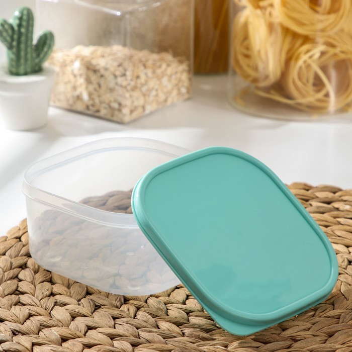 Контейнер пищевой 700 мл квадратный, цвет бирюзовый