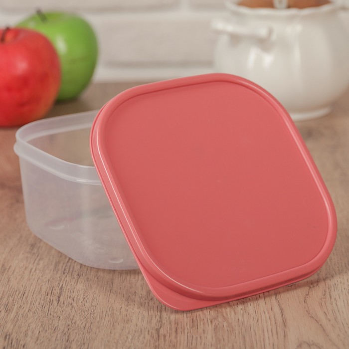 Контейнер пищевой 700 мл квадратный, цвет кораловый