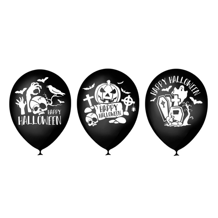 Шар воздушный "Ужасы", 12", набор 25 шт., картинки МИКС