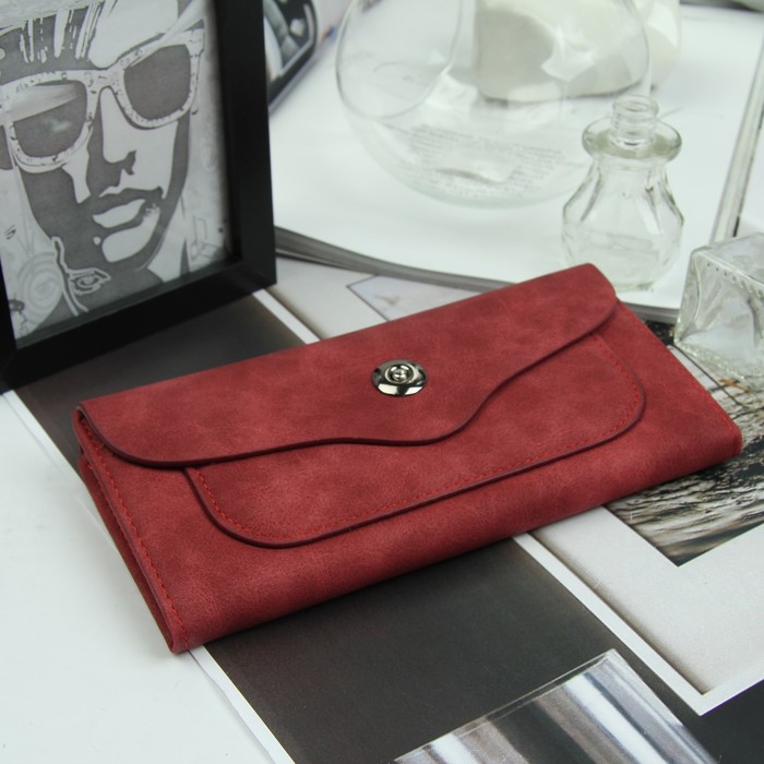 Кошелёк женский, 3 отдела, для карт, для монет, наружный карман, цвет бордовый