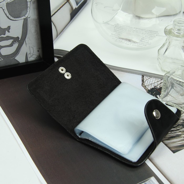 Визитница вертикальная, 1 ряд, 26 листов, цвет чёрный