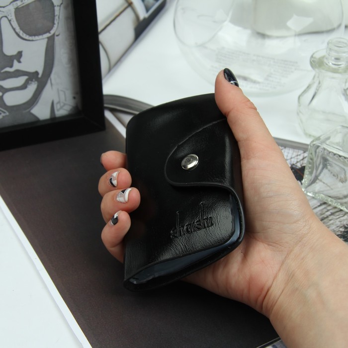 Визитница вертикальная, 1 ряд, 26 листов, цвет чёрный