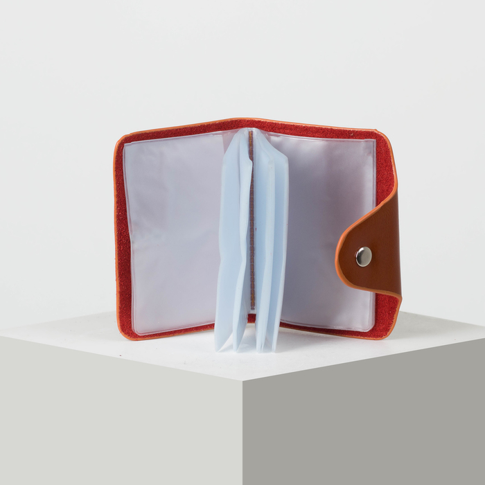 Визитница вертикальная, 1 ряд, 26 листов, цвет рыжий