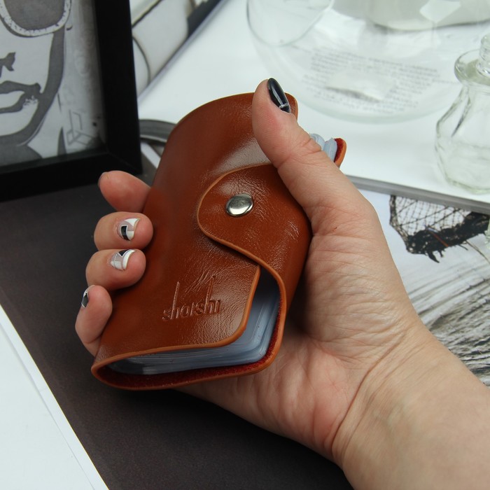 Визитница вертикальная, 1 ряд, 26 листов, цвет рыжий