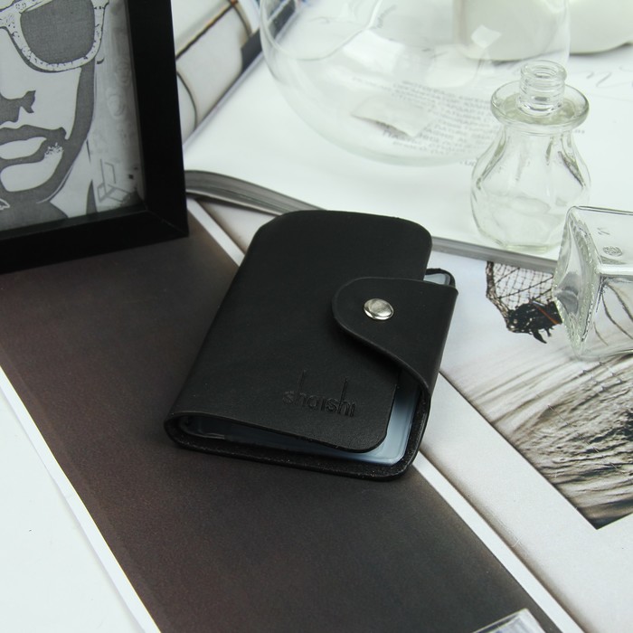 Визитница вертикальная, 1 ряд, 26 листов, цвет чёрный