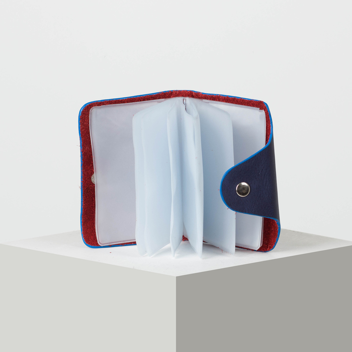 Визитница вертикальная, 1 ряд, 26 листов, цвет синий