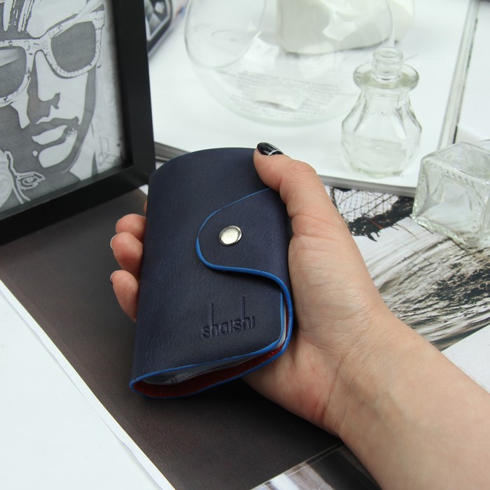 Визитница вертикальная, 1 ряд, 26 листов, цвет синий