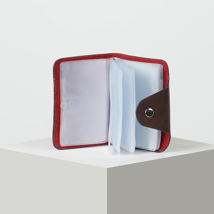 Визитница вертикальная, 1 ряд, 26 листов, цвет коричневый