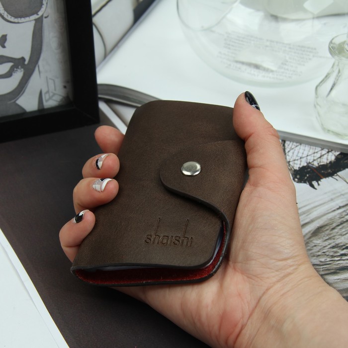 Визитница вертикальная, 1 ряд, 26 листов, цвет коричневый