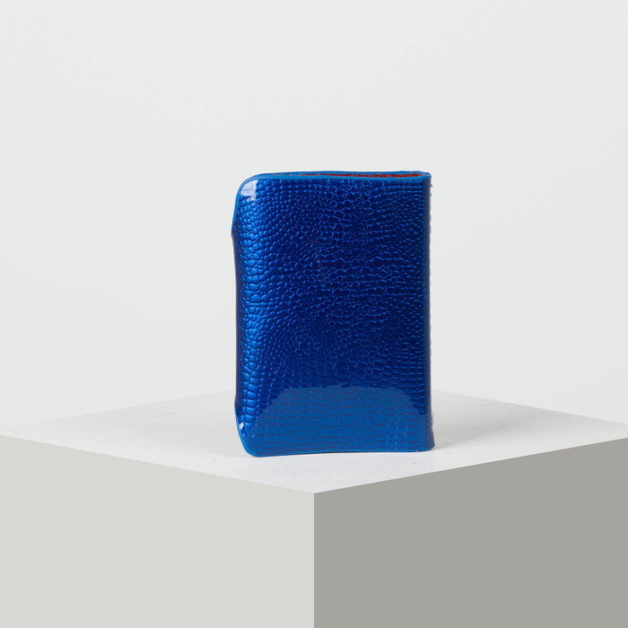 Визитница вертикальная, лак рептилия, 1 ряд, 26 листов, цвет синий