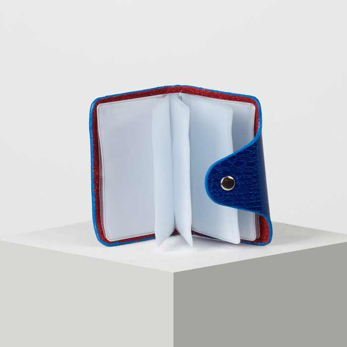 Визитница вертикальная, лак рептилия, 1 ряд, 26 листов, цвет синий