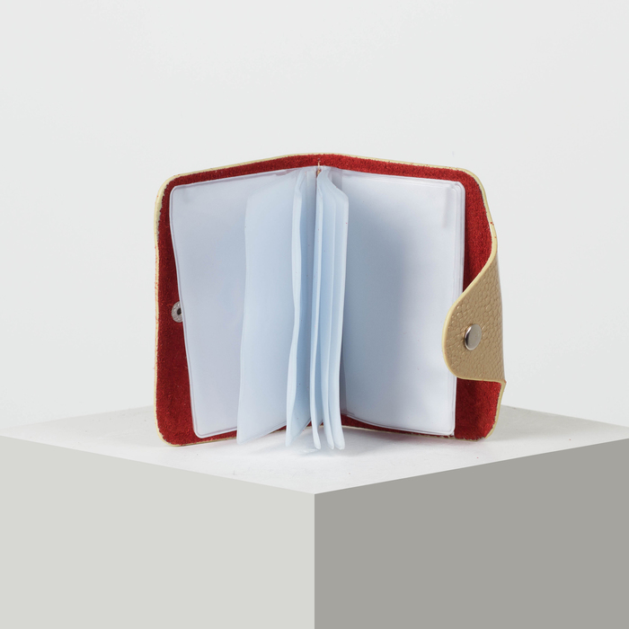 Визитница вертикальная, лак рептилия, 1 ряд, 26 листов, цвет бежевый