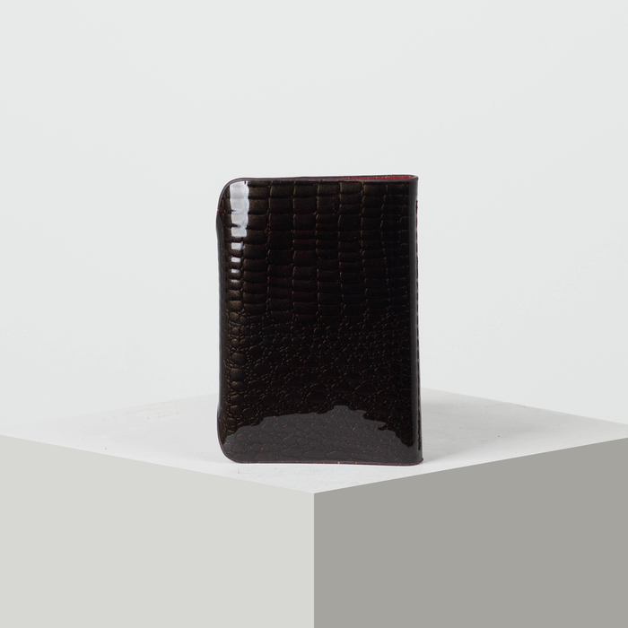 Визитница вертикальная, лак рептилия, 1 ряд, 26 листов, цвет чёрный