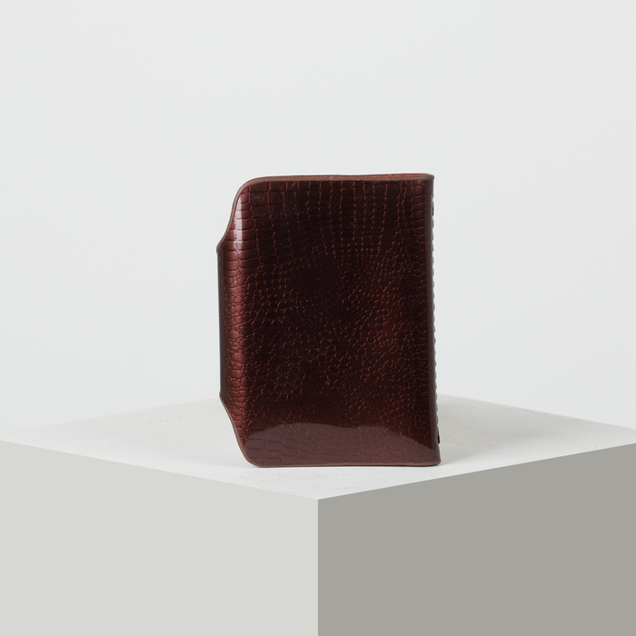 Визитница вертикальная, лак рептилия, 1 ряд, 26 листов, цвет коричневый