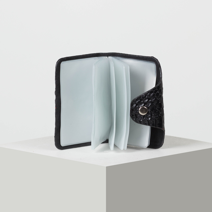 Визитница вертикальная, 1 ряд, 26 листов, змея, цвет чёрный