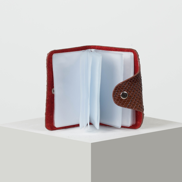 Визитница вертикальная, 1 ряд, 26 листов, змея, цвет коричневый