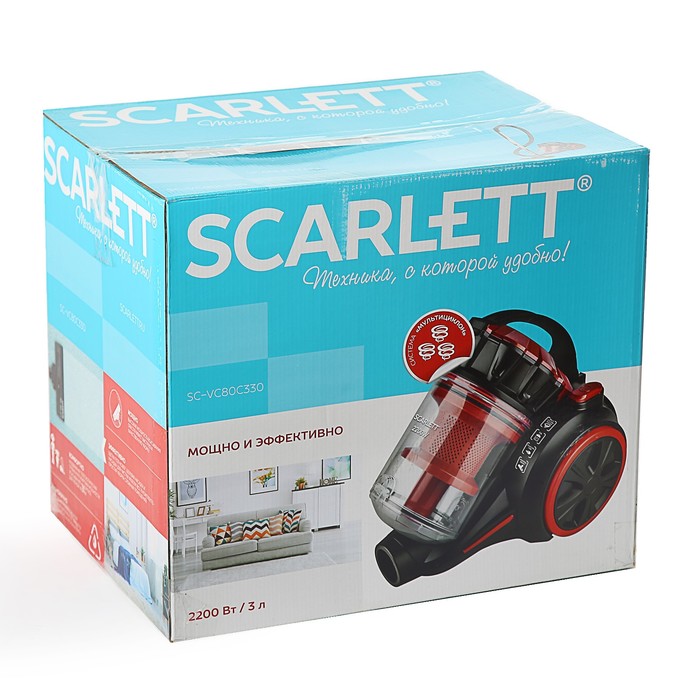 Пылесос Scarlett SC-VC80C330, 2200 Вт, телескопическая трубка, циклон, черный