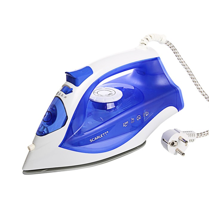 Утюг Scarlett SC-SI30K23, 2200 Вт, керамическая подошва, самоочистка, 120 гр/мин, синий