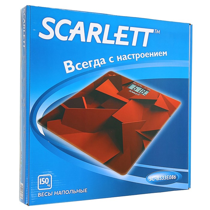 Весы напольные Scarlett SC-BS33E086, электронные, до 150 кг, красные
