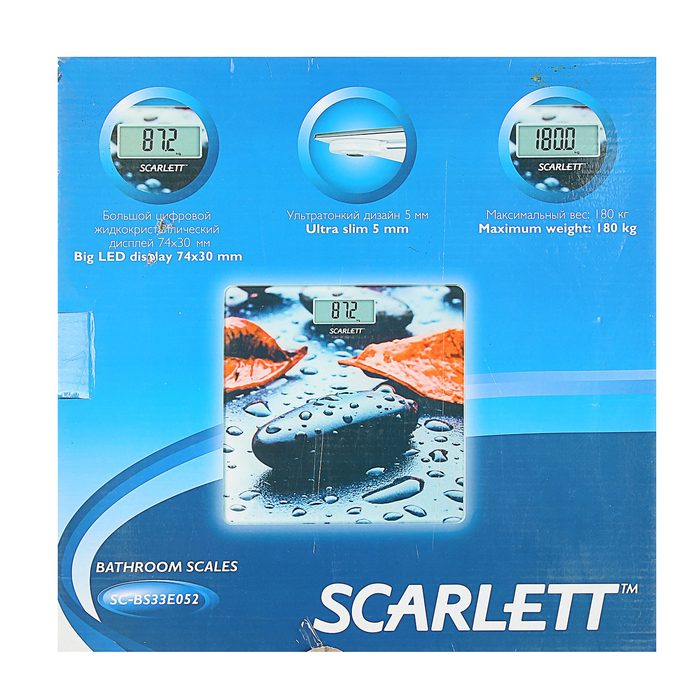 Весы напольные Scarlett SC-BS33E052, электронные, до 180 кг, "камни"