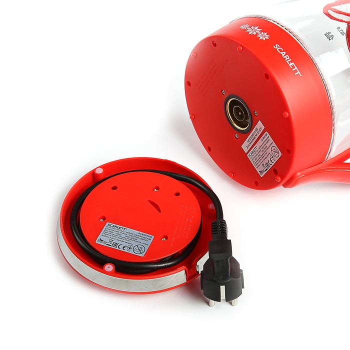 Чайник электрический Scarlett SC-EK27G28, 2200 Вт, 1.7 л, красный