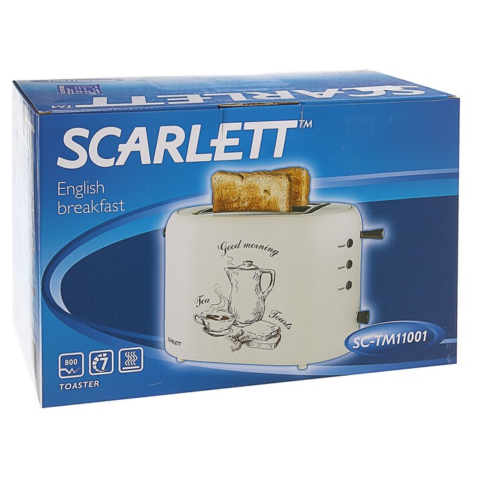 Тостер Scarlett SC-TM11001, 800 Вт, 7 степеней прожарки, белый