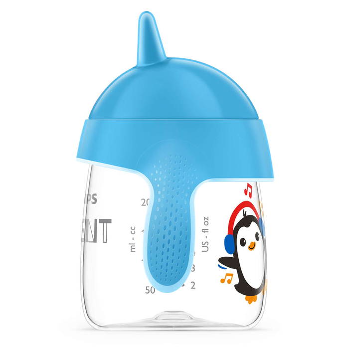 Чашка-поильник с твёрдым носиком, 260 мл, от 12 мес., цвет голубой