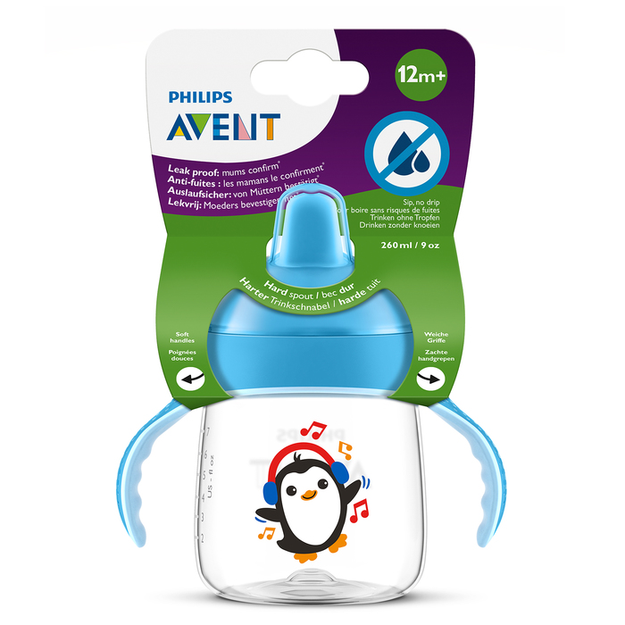 Чашка-поильник с твёрдым носиком, 260 мл, от 12 мес., цвет голубой