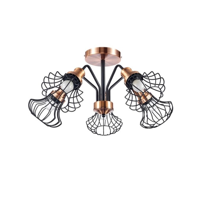 Люстра "Валерия" 5x60Вт Е27 черный, розовый 60x60x27см